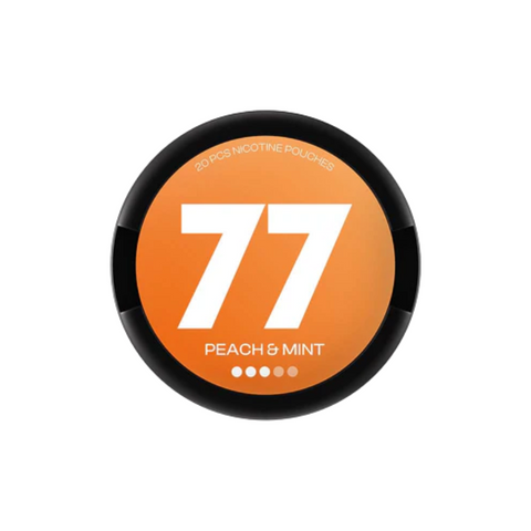 Buy cheapest online 77 Medium Nicotine Pouches Snus - 10.4mg Range Peach & Mint at lowest price in uk