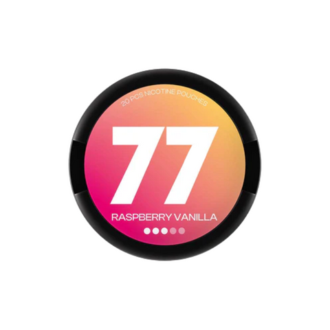 Buy cheapest online 77 Medium Nicotine Pouches Snus - 10.4mg Range Raspberry & Vanilla at lowest price in uk