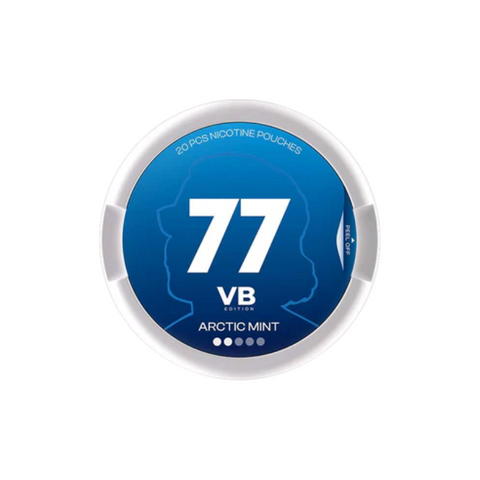 Buy cheapest online 77 VB Edition Light Nicotine Pouches Range Snus - 5/10/20mg Arctic Mint 5mg at lowest price in uk