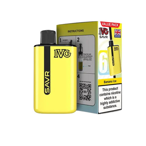 Buy cheapest online IVG SAVR 3000 Puffs Prefilled Pod Vape Kit - Complaint June 1st (Ban Proof) Banana Ice at lowest price in uk