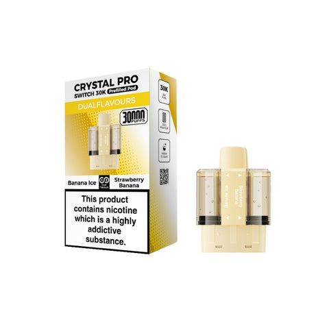 Buy cheapest online Crystal Pro Switch 30K Puffs Prefilled Pods (Ban Proof) Banana Ice & Strawberry Banana at lowest price in uk