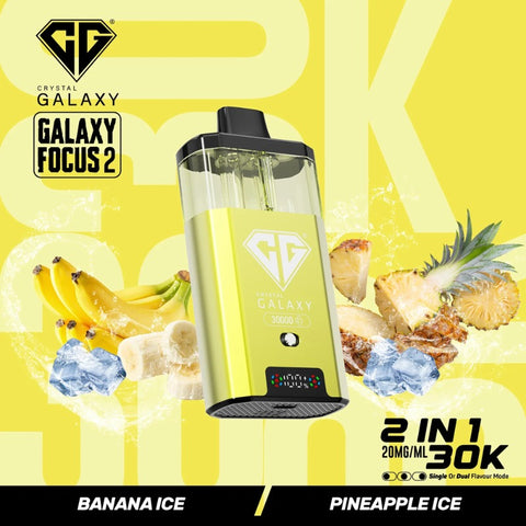 Buy cheapest online Crystal Galaxy Focus 2 30000 Puffs - Complaint June 1st (Ban Proof) Banana Ice Pineapple Ice at lowest price in uk