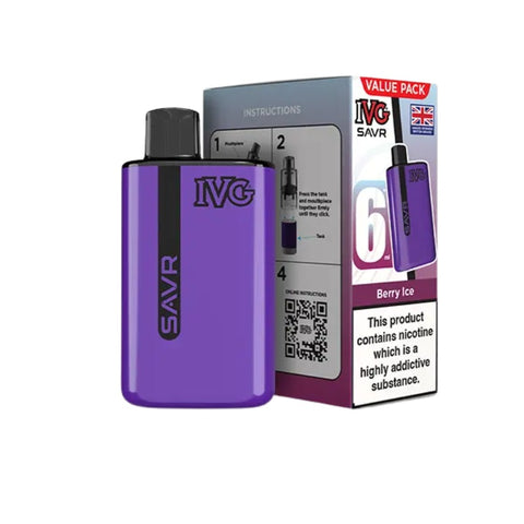 Buy cheapest online IVG SAVR 3000 Puffs Prefilled Pod Vape Kit - Complaint June 1st (Ban Proof) Berry Ice at lowest price in uk