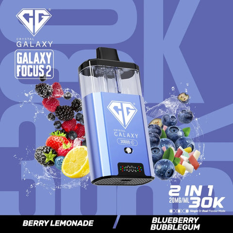 Buy cheapest online Crystal Galaxy Focus 2 30000 Puffs - Complaint June 1st (Ban Proof) Berry Lemonade Blueberry Bubblegum at lowest price in uk
