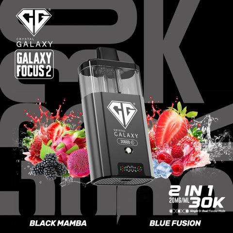 Buy cheapest online Crystal Galaxy Focus 2 30000 Puffs - Complaint June 1st (Ban Proof) Black Mamba Blue Fusion at lowest price in uk