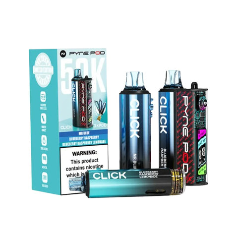 Buy cheapest online Pyne Pod Click 50000 Puffs Prefilled Vape kit - Complaint June 1st (Ban Proof) Blue Edition at lowest price in uk