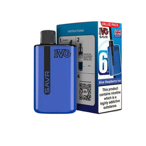 Buy cheapest online IVG SAVR 3000 Puffs Prefilled Pod Vape Kit - Complaint June 1st (Ban Proof) Blue Raspberry Ice at lowest price in uk