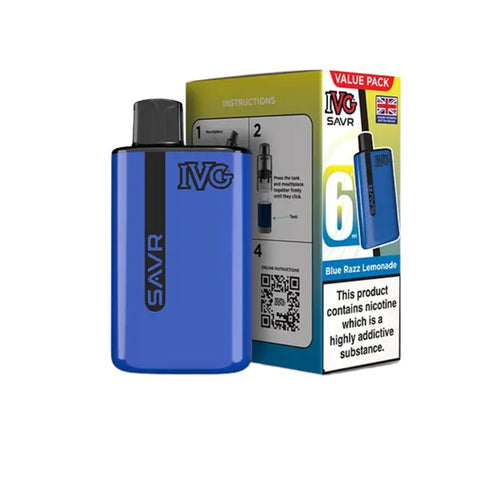 Buy cheapest online IVG SAVR 3000 Puffs Prefilled Pod Vape Kit - Complaint June 1st (Ban Proof) Blue Razz Lemonade at lowest price in uk