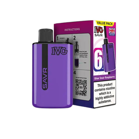 Buy cheapest online IVG SAVR 3000 Puffs Prefilled Pod Vape Kit - Complaint June 1st (Ban Proof) Blue Sour Raspberry at lowest price in uk