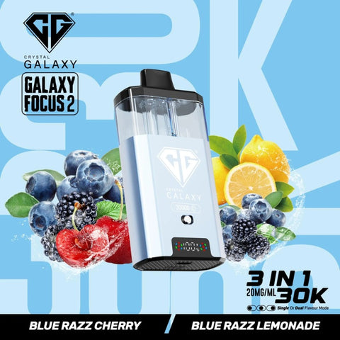 Buy cheapest online Crystal Galaxy Focus 2 30000 Puffs - Complaint June 1st (Ban Proof) Blue Razz Cherry Blue Razz Lemonade at lowest price in uk