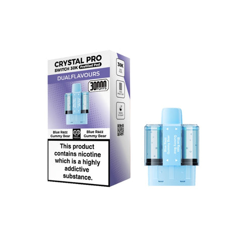 Buy cheapest online Crystal Pro Switch 30K Puffs Prefilled Pods (Ban Proof) Blue Razz Gummy Bear at lowest price in uk