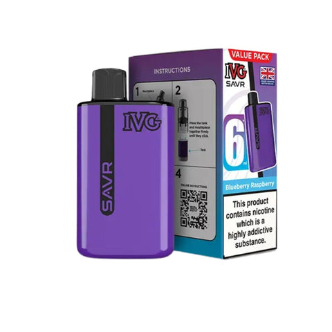 Buy cheapest online IVG SAVR 3000 Puffs Prefilled Pod Vape Kit - Complaint June 1st (Ban Proof) Blueberry Raspberry at lowest price in uk