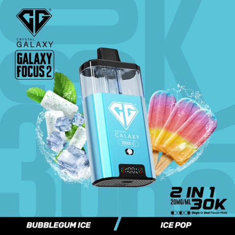 Buy cheapest online Crystal Galaxy Focus 2 30000 Puffs - Complaint June 1st (Ban Proof) Bubblegum Ice Ice Pop at lowest price in uk