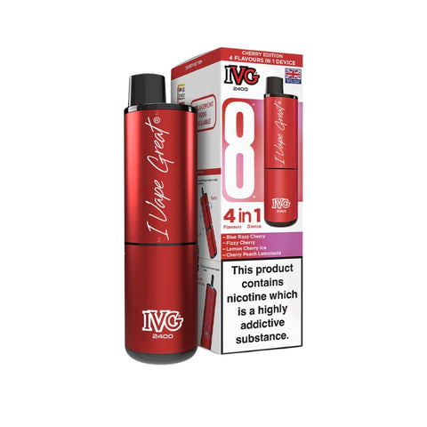 Buy cheapest online IVG 2400 Prefilled Pod Kit - Complaint June 1st (Ban Proof) Cherry Edition (4 in 1) at lowest price in uk