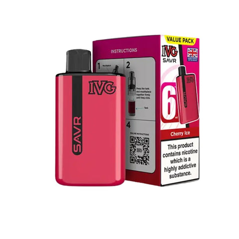 Buy cheapest online IVG SAVR 3000 Puffs Prefilled Pod Vape Kit - Complaint June 1st (Ban Proof) Cherry Ice at lowest price in uk