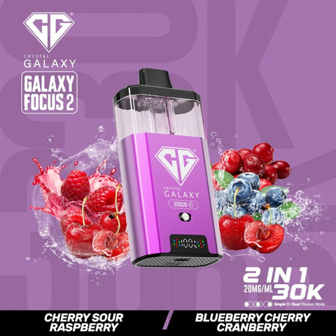 Buy cheapest online Crystal Galaxy Focus 2 30000 Puffs - Complaint June 1st (Ban Proof) Cherry Sour Raspberry Blueberry Cherry Cranberry at lowest price in uk