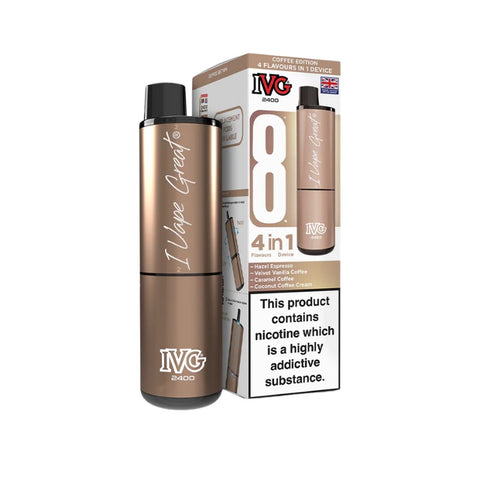 Buy cheapest online IVG 2400 Prefilled Pod Kit - Complaint June 1st (Ban Proof) Coffee Edition (4 in 1) at lowest price in uk