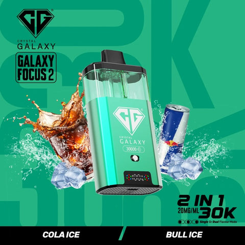 Buy cheapest online Crystal Galaxy Focus 2 30000 Puffs - Complaint June 1st (Ban Proof) Cola Ice Bull Ice at lowest price in uk