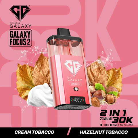 Buy cheapest online Crystal Galaxy Focus 2 30000 Puffs - Complaint June 1st (Ban Proof) Cream Tobacco Hazelnut Tobacco at lowest price in uk