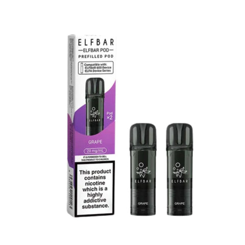 Buy cheapest online Elfbar 600 Prefilled Pods 2 Pack - Compliant June 1st (Ban Proof) Grape at lowest price in uk