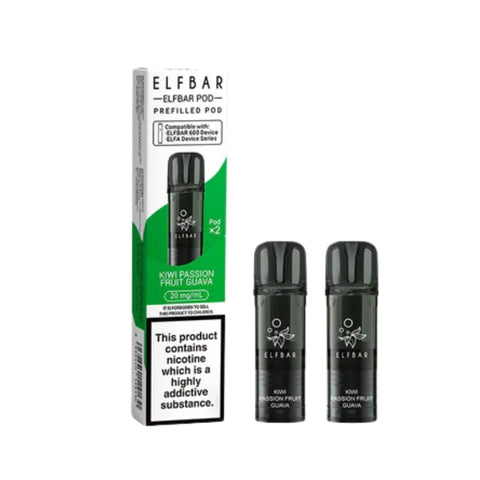 Buy cheapest online Elfbar 600 Prefilled Pods 2 Pack - Compliant June 1st (Ban Proof) Kiwi Passion Fruit Guava at lowest price in uk