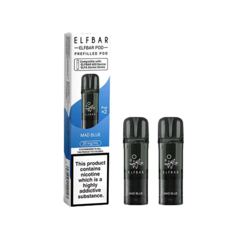 Buy cheapest online Elfbar 600 Prefilled Pods 2 Pack - Compliant June 1st (Ban Proof) Mad Blue at lowest price in uk