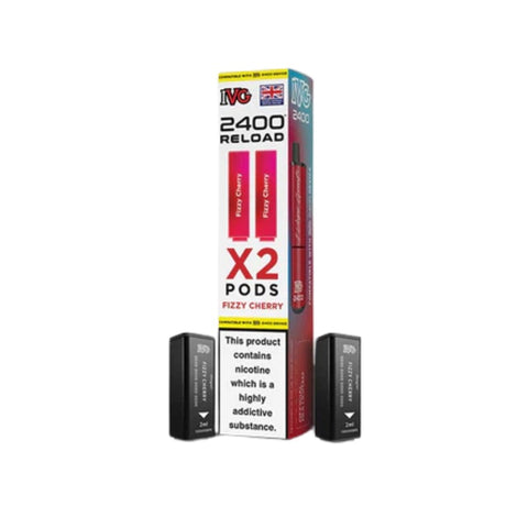 Buy cheapest online IVG 2400 2 In 1 Reload Pods 20mg - Compliant June 1st (Ban Proof) Fizzy Cherry at lowest price in uk