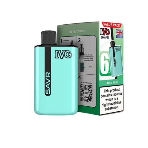 Buy cheapest online IVG SAVR 3000 Puffs Prefilled Pod Vape Kit - Complaint June 1st (Ban Proof) Fresh Mint at lowest price in uk