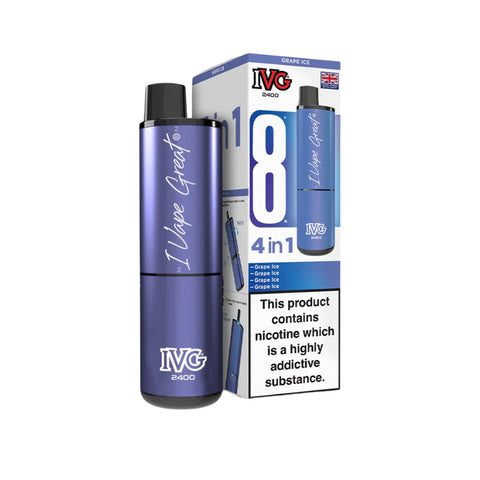 Buy cheapest online IVG 2400 Prefilled Pod Kit - Complaint June 1st (Ban Proof) Grape Ice at lowest price in uk