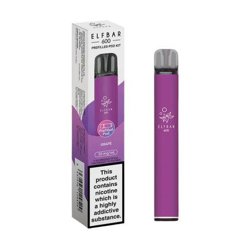 Buy cheapest online Elfbar 600 Prefilled Pod Kit - Complaint June 1st (Ban Proof) Grape at lowest price in uk