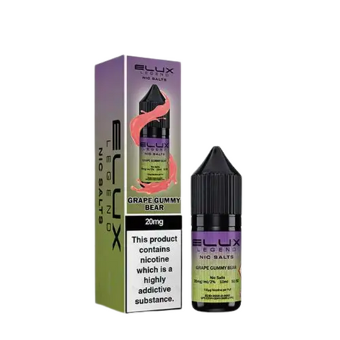 Buy cheapest online Elux Legend Nic Salts - 10ml E-liquids - (BOX OF 10) 20mg Grape Gummy Bear at lowest price in uk