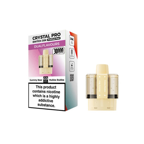 Buy cheapest online Crystal Pro Switch 30K Puffs Prefilled Pods (Ban Proof) Gummy Bear & Hubba Bubba at lowest price in uk