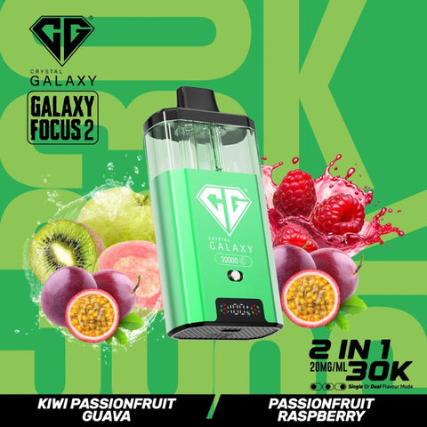 Buy cheapest online Crystal Galaxy Focus 2 30000 Puffs - Complaint June 1st (Ban Proof) Kiwi Passionfruit Guava Passionfruit Raspberry at lowest price in uk