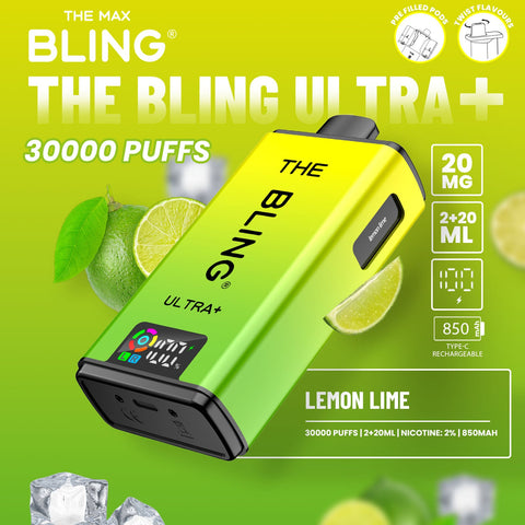 Buy cheapest online The Crystal Bling Ultra Plus 30k Prefilled Vape Kit Box of 5 Lemon Lime at lowest price in uk