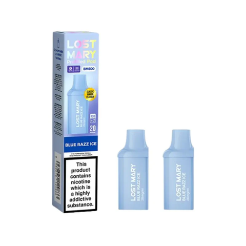 Buy cheapest online Lost Mary BM600 Replacement Pods - Pack of 2 Blue Razz Ice at lowest price in uk