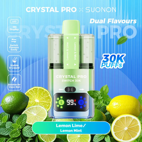 Buy cheapest online Crystal Pro Switch 30K Puffs Disposable Vape Lemon Lime & Lemon Mint at lowest price in uk