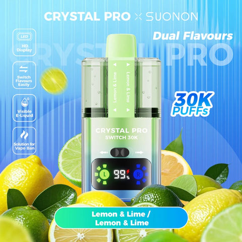Buy cheapest online Crystal Pro Switch 30K Puffs Disposable Vape Lemon & Lime at lowest price in uk