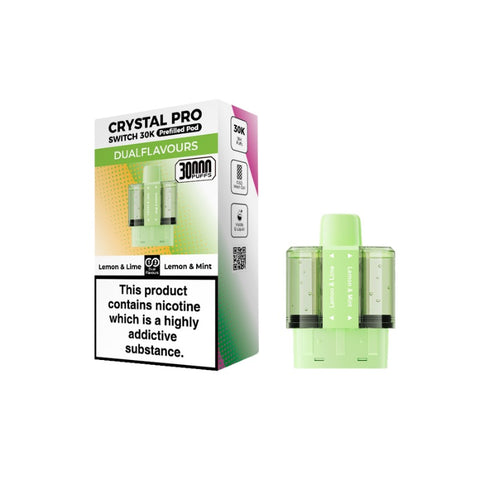 Buy cheapest online Crystal Pro Switch 30K Puffs Prefilled Pods (Ban Proof) Lemon Lime & Lemon Mint at lowest price in uk