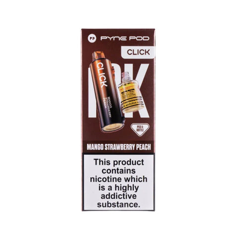 Buy cheapest online Pyne Pod Click 50000 Puffs Prefilled Pods (Ban Proof) Mango Strawberry Peach at lowest price in uk