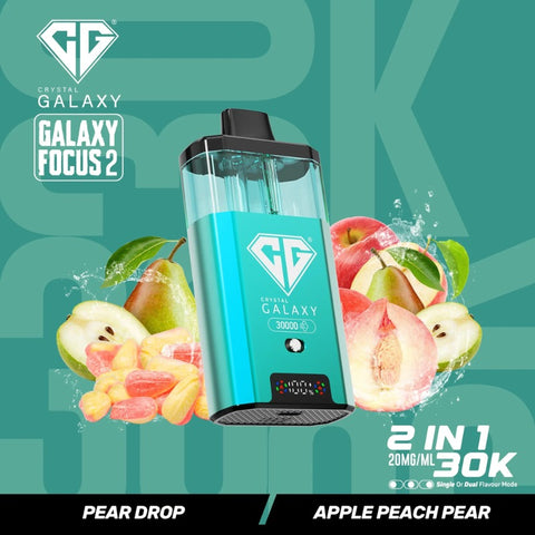 Buy cheapest online Crystal Galaxy Focus 2 30000 Puffs - Complaint June 1st (Ban Proof) Pear Drop Apple Peach Pear at lowest price in uk