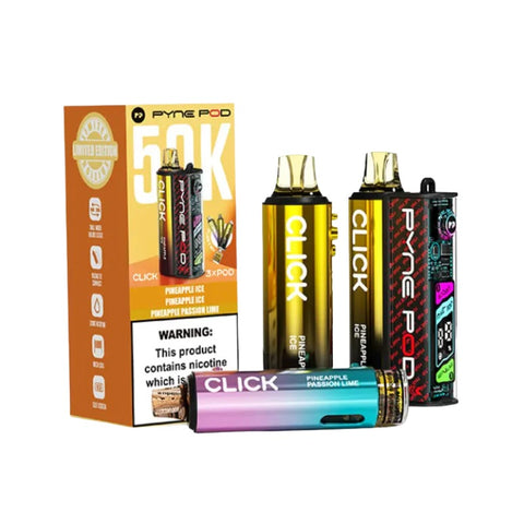 Buy cheapest online Pyne Pod Click 50000 Puffs Prefilled Vape kit - Complaint June 1st (Ban Proof) Pineapple Edition at lowest price in uk