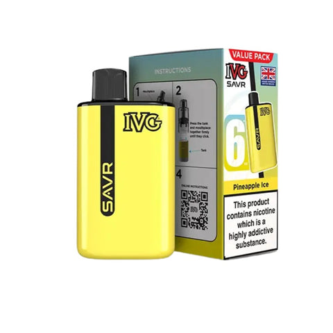 Buy cheapest online IVG SAVR 3000 Puffs Prefilled Pod Vape Kit - Complaint June 1st (Ban Proof) Pineapple Ice at lowest price in uk