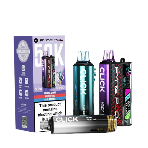 Buy cheapest online Pyne Pod Click 50000 Puffs Prefilled Vape kit Purple Edition at lowest price in uk
