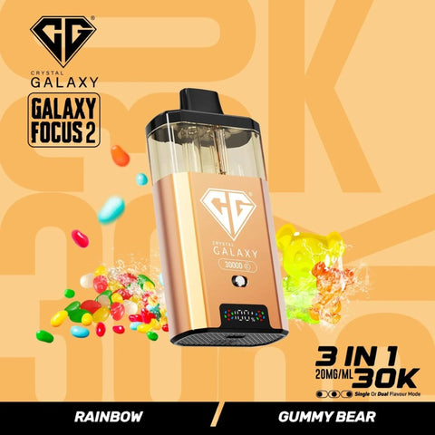 Buy cheapest online Crystal Galaxy Focus 2 30000 Puffs - Complaint June 1st (Ban Proof) Rainbow Gummy Bear at lowest price in uk