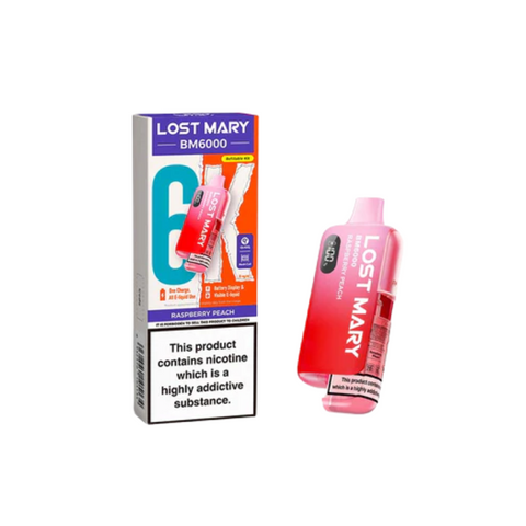 Buy cheapest online Lost Mary BM6000 Prefilled Pod Kit - Box of 5 (Ban Proof) Raspberry Peach at lowest price in uk