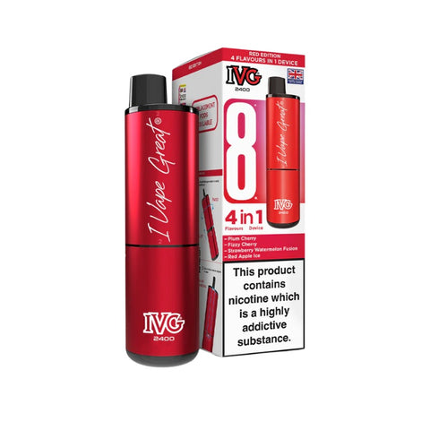 Buy cheapest online IVG 2400 Prefilled Pod Kit - Complaint June 1st (Ban Proof) Red Edition (4 in 1) at lowest price in uk