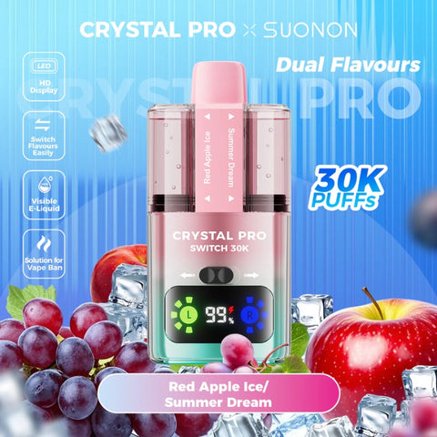 Buy cheapest online Crystal Pro Switch 30K Puffs Disposable Vape Red Apple Ice & Summer Dream at lowest price in uk