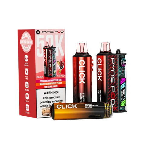 Buy cheapest online Pyne Pod Click 50000 Puffs Prefilled Vape kit - Complaint June 1st (Ban Proof) Red Edition at lowest price in uk
