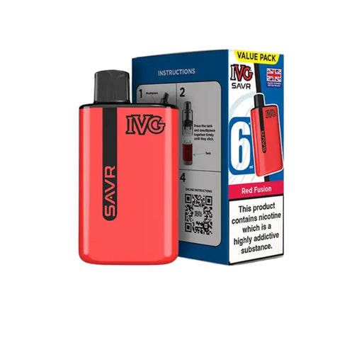 Buy cheapest online IVG SAVR 3000 Puffs Prefilled Pod Vape Kit - Complaint June 1st (Ban Proof) Red Fusion at lowest price in uk
