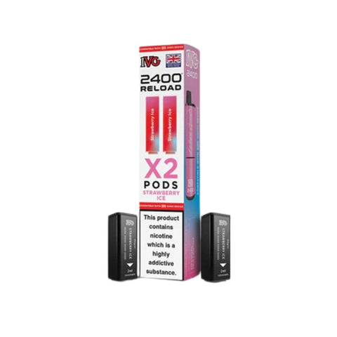 Buy cheapest online IVG 2400 2 In 1 Reload Pods 20mg - Compliant June 1st (Ban Proof) Strawberry Ice at lowest price in uk